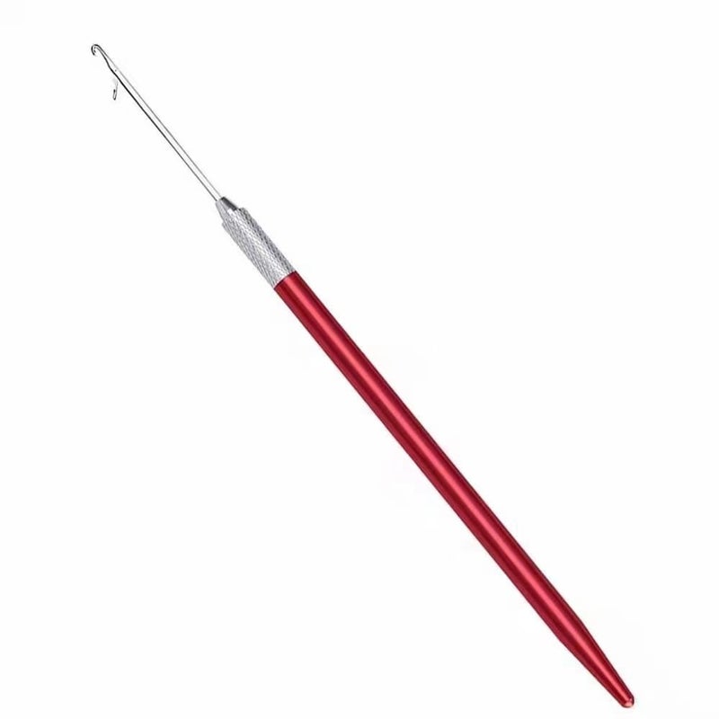 NIACONN NIACONN 2 Pcs Metal Removable Hair Tinsel Tool  Hair Loop Threader Hook  Pulling Hook Needle for Hair Extension Red