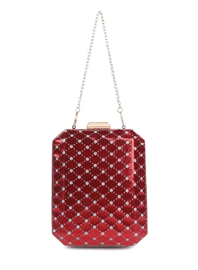 London Rag Red Metallic Cut Out Clutch Bag