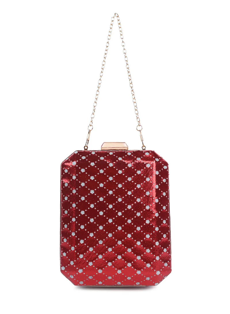 London Rag Red Metallic Cut Out Clutch Bag