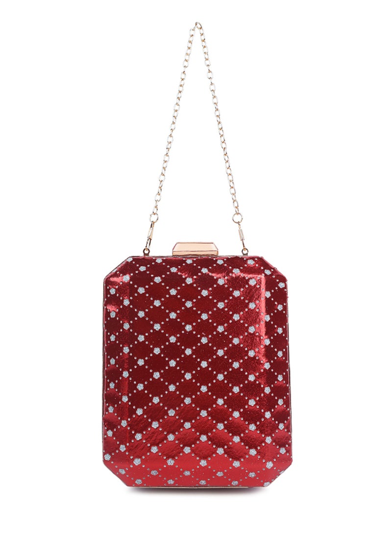 لندن راج حقيبة كلاتش معدنية حمراء مقطوعة - Image 1