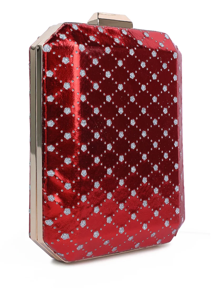 London Rag Red Metallic Cut Out Clutch Bag