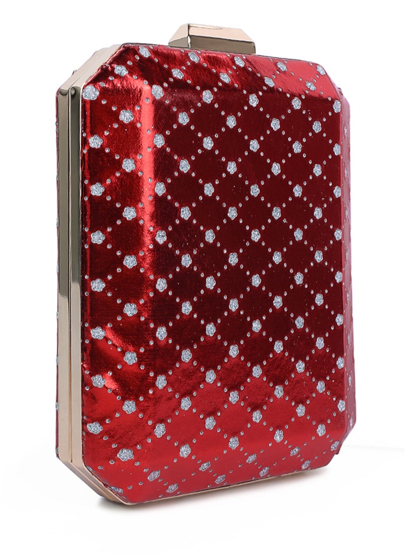 لندن راج حقيبة كلاتش معدنية حمراء مقطوعة - Image 2