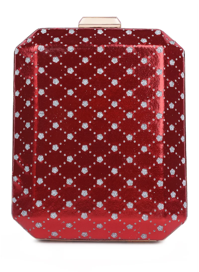 London Rag Red Metallic Cut Out Clutch Bag