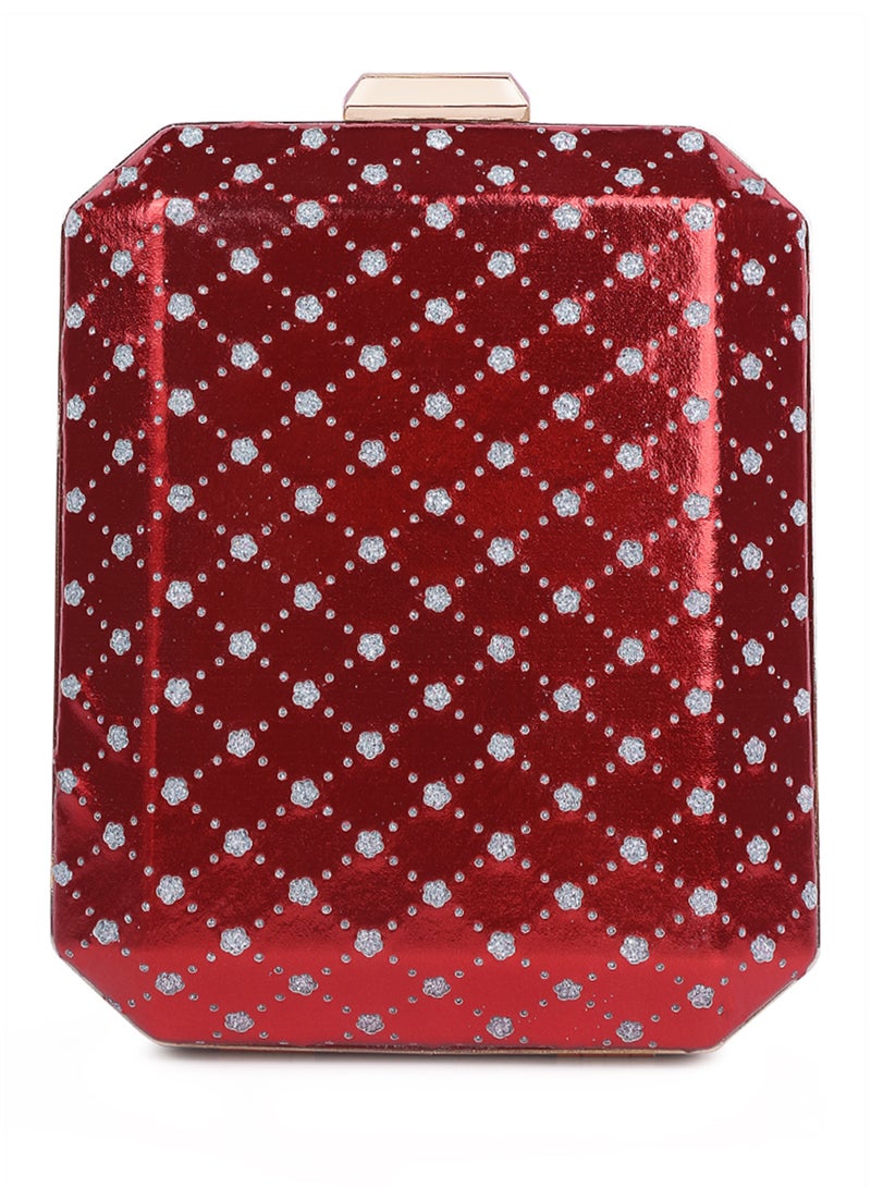 لندن راج حقيبة كلاتش معدنية حمراء مقطوعة - Image 3