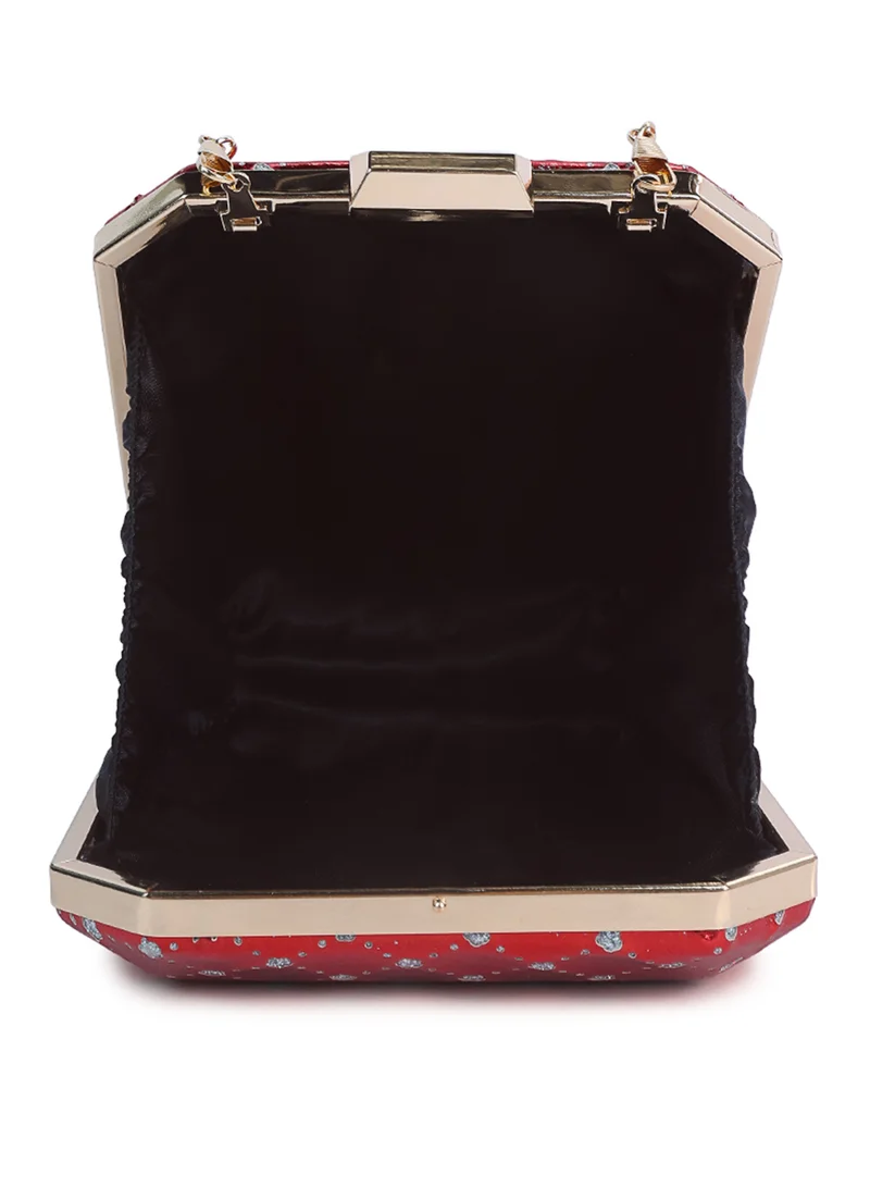 London Rag Red Metallic Cut Out Clutch Bag
