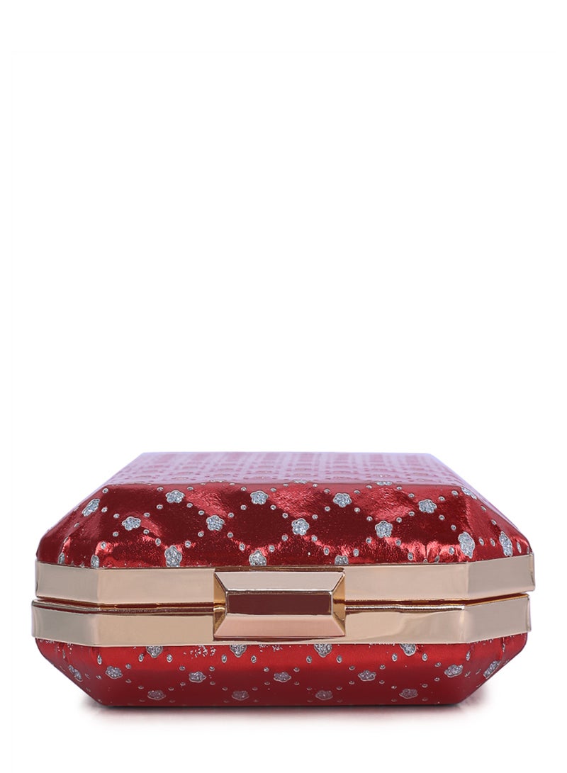 لندن راج حقيبة كلاتش معدنية حمراء مقطوعة - Image 4