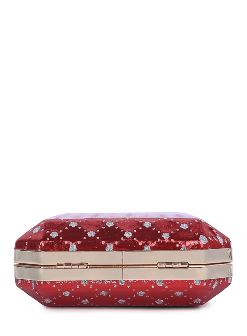 London Rag Red Metallic Cut Out Clutch Bag