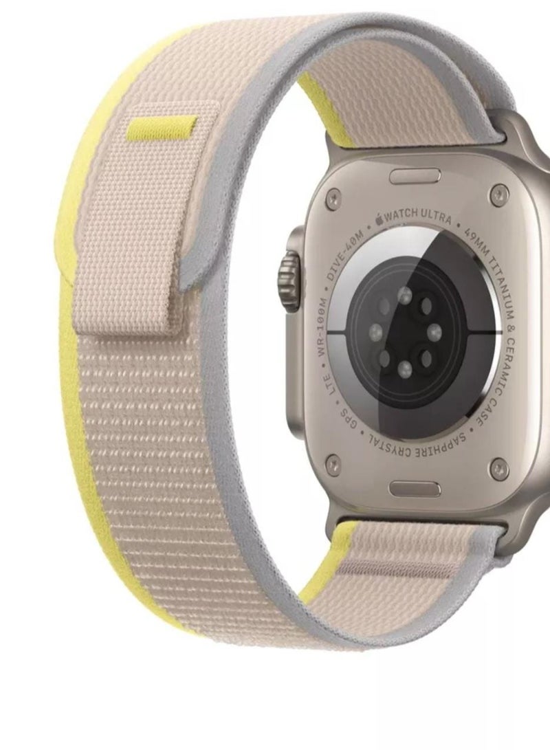 سوار ساعة ابل الشكل الجديد لون بيج مع اصفر مقاس 45 - Image 1