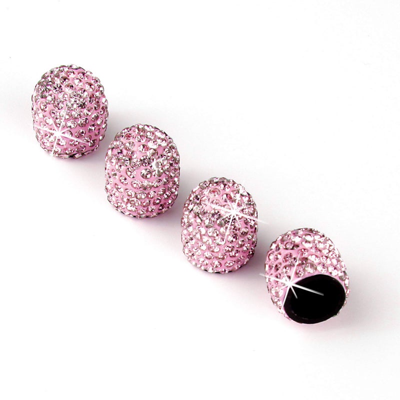 JUSTTOP 4 Pack Handmade Crystal Rhinestone Car Tire Valve Stem Caps Car Wheel Tire Valve Attractive Dustproof Bling Car Accessories Universal for Cars Trucks and MotorcyclesPink