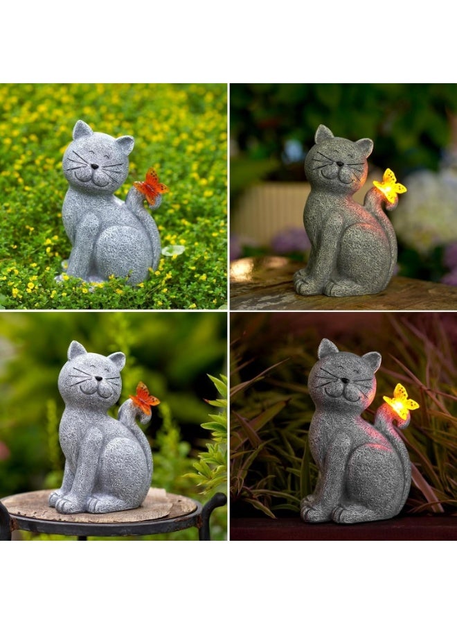 Soofam Solar Cat Outdoor Statues for Garden Outside Decor with Butterfly Clearance for Yard Art Lawn Ornaments Porch Patio Balcony Home House - Birthday Gifts for Grandma Mom - Image 5