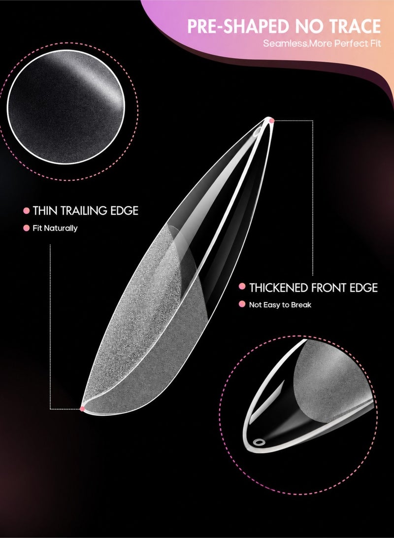 CHU DAI Nail Tips 240pcs Half Matte Full Cover False Nail Soft Gel Acrylic Nails Extension Tips 12 Sizes Press on Nails Home Salon DIY Gift for Women - Image 5