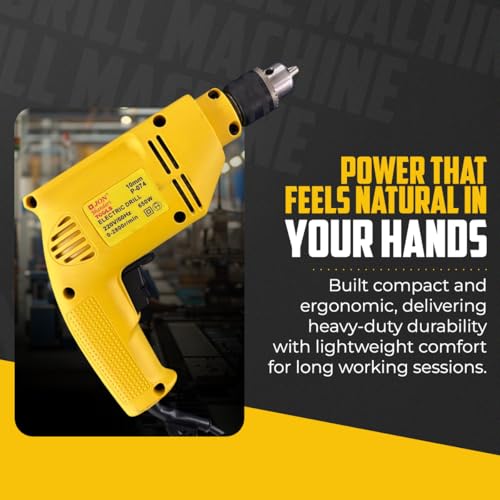 Jon Bhandari Tools 10mm Electric Drill Machine, 650W, 2800RPM, 220V – Variable Speed & Reverse Function | Compact Heavy Duty Corded Drill for Wood, Metal, Masonry, DIY & Professional Use - Image 4