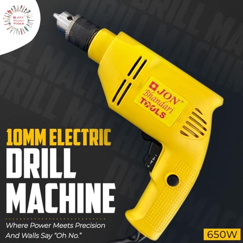 Jon Bhandari Tools 10mm Electric Drill Machine, 650W, 2800RPM, 220V – Variable Speed & Reverse Function | Compact Heavy Duty Corded Drill for Wood, Metal, Masonry, DIY & Professional Use - Image 2