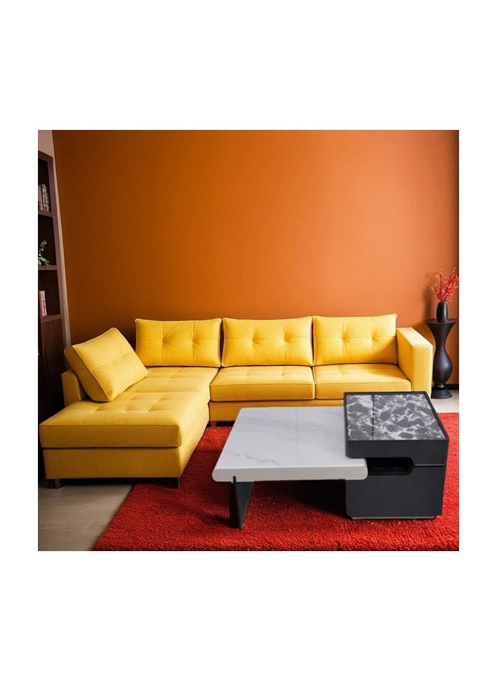 Neo Front Neo Front Modern Microcrystalline Marble Coffee Table with Veneer Wood Cabinet and Acrylic Legs  DB-J065 112-132 * 70 * 32 cm  - Image 2