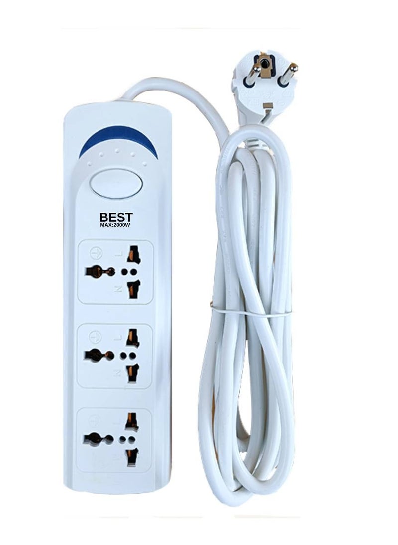Best - BEST BT-5103 Universal Power Extension Socket With 3 Multi Universal Socket Multi Plug Power Extension Adapter 3 Meter 3 Gang 3 Pin Plus Max 2000W - Image 1