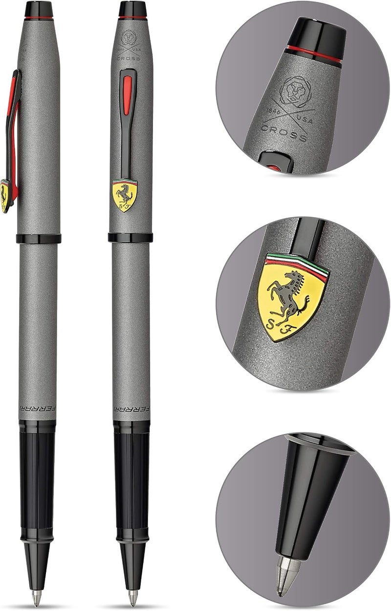 Cross Century II Scuderia Ferrari Rollerball Pen - Titanium Grey Satin Lacquer with Luxury Gift Box - Image 2