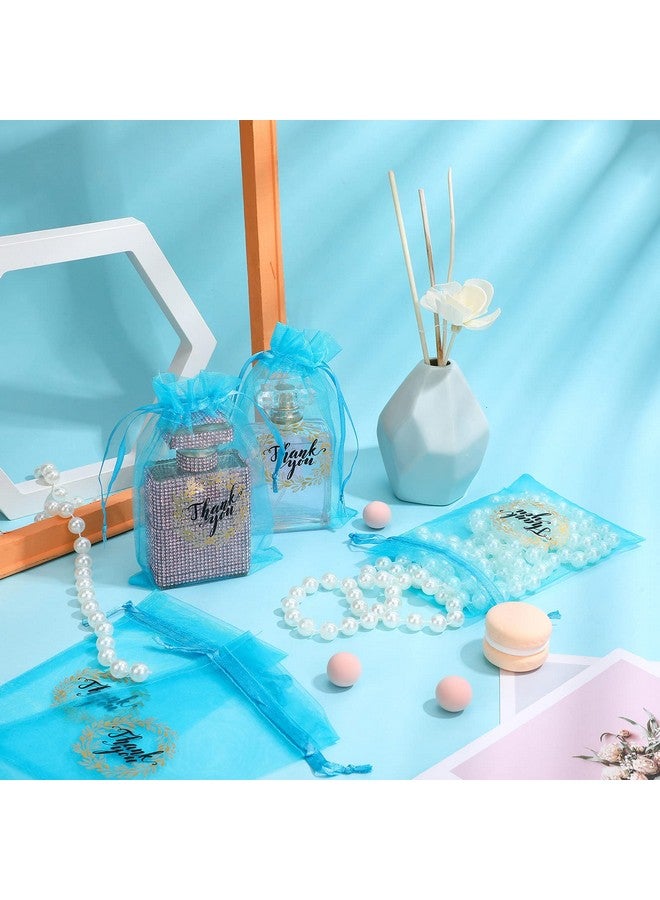 Shappy 100 Pieces Thank You Bags Sheer Organza Bags, Small Jewelry Present Bags with Drawstring, Mesh Wedding Party Favor Bags for Sachet, Jewelry, Makeup Organza Tulle Favor Bags (Lake Blue, 4" x 6") - Image 4