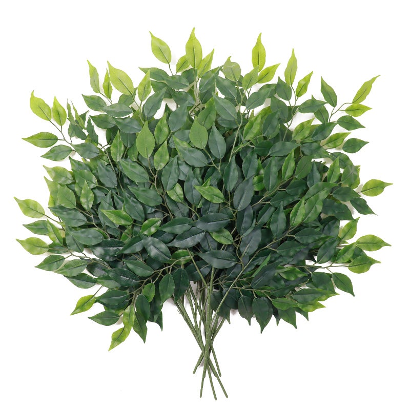 mizii 12pcs Artificial Greenery Stems Silk Green Leaves Fake 23in Ficus Garland Spray Plants Faux Greenery Decoration for Centerpieces Wedding Arch Flower Bouquet Table Home Decor (12) - Image 1