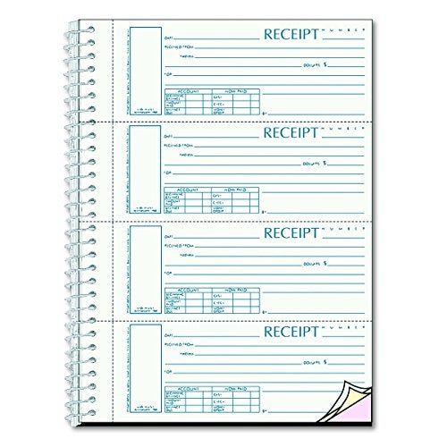 Rediform S16444WCL Spiralbound Unnumbered Money Receipt Book, 7 x 2 3/4, Three-Part, 120 Sets/Book - Image 1