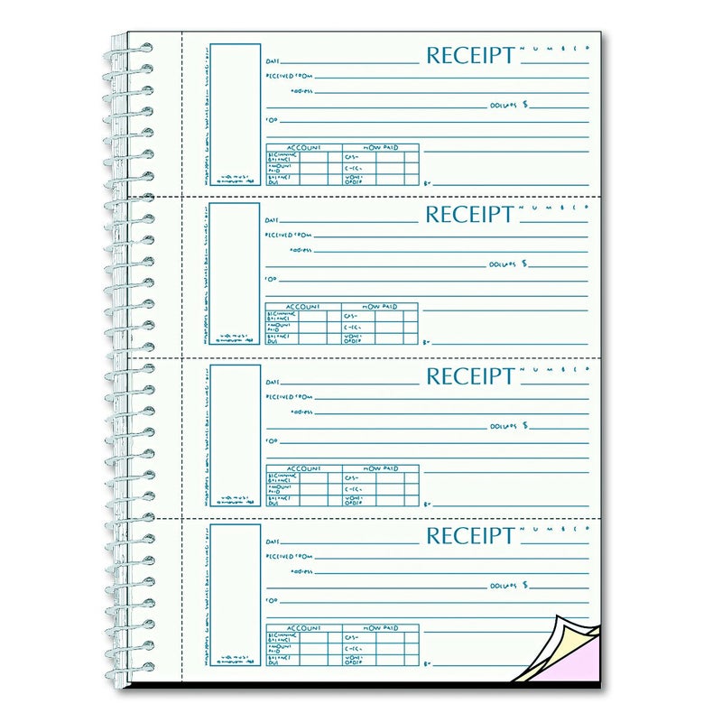 Rediform S16444WCL Spiralbound Unnumbered Money Receipt Book, 7 x 2 3/4, Three-Part, 120 Sets/Book - Image 5