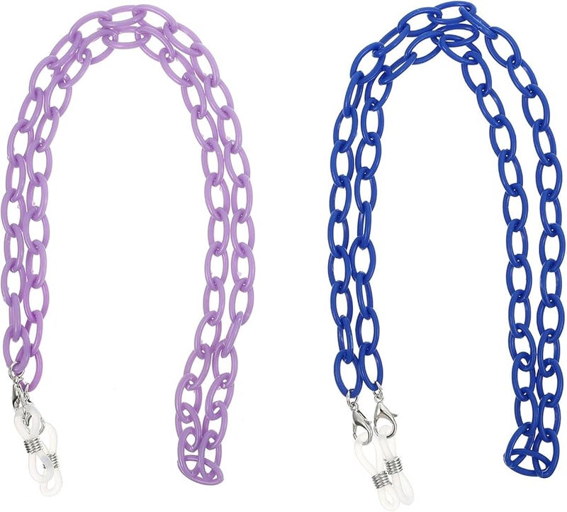 Anti Slip Eyeglass Chains And Mask Straps 2Pcs Blue Purple Acrylic For Adults - Image 1