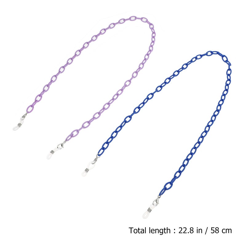 Anti Slip Eyeglass Chains And Mask Straps 2Pcs Blue Purple Acrylic For Adults - Image 3