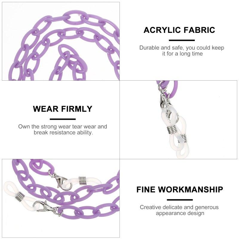 Anti Slip Eyeglass Chains And Mask Straps 2Pcs Blue Purple Acrylic For Adults - Image 4