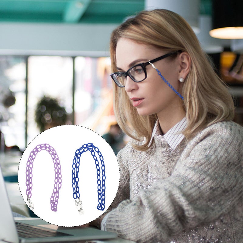 Anti Slip Eyeglass Chains And Mask Straps 2Pcs Blue Purple Acrylic For Adults - Image 5