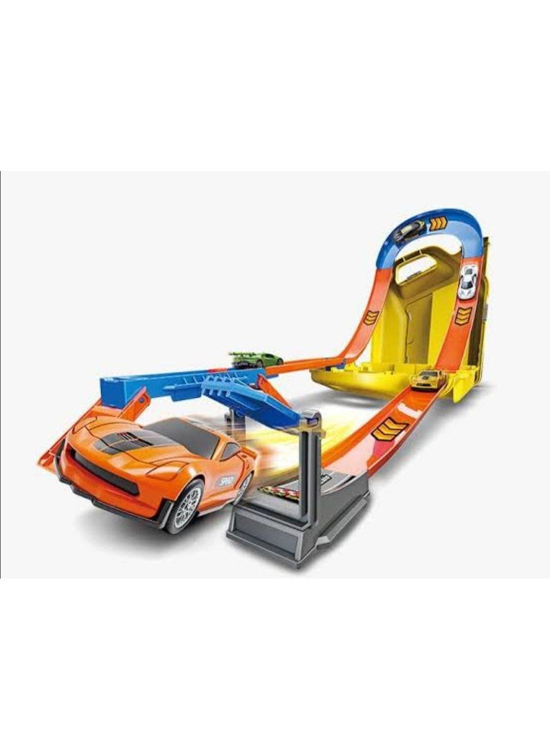 مسار سيارة Charmofun 2 في 1، مسارات سباق ألعاب مع 6 سيارات، صندوق تخزين، مسارات سيارات للأطفال مع حلقة ومسارات على شكل حرف U، مسار محمول للأطفال من سن 3 سنوات فما فوق... - Image 3