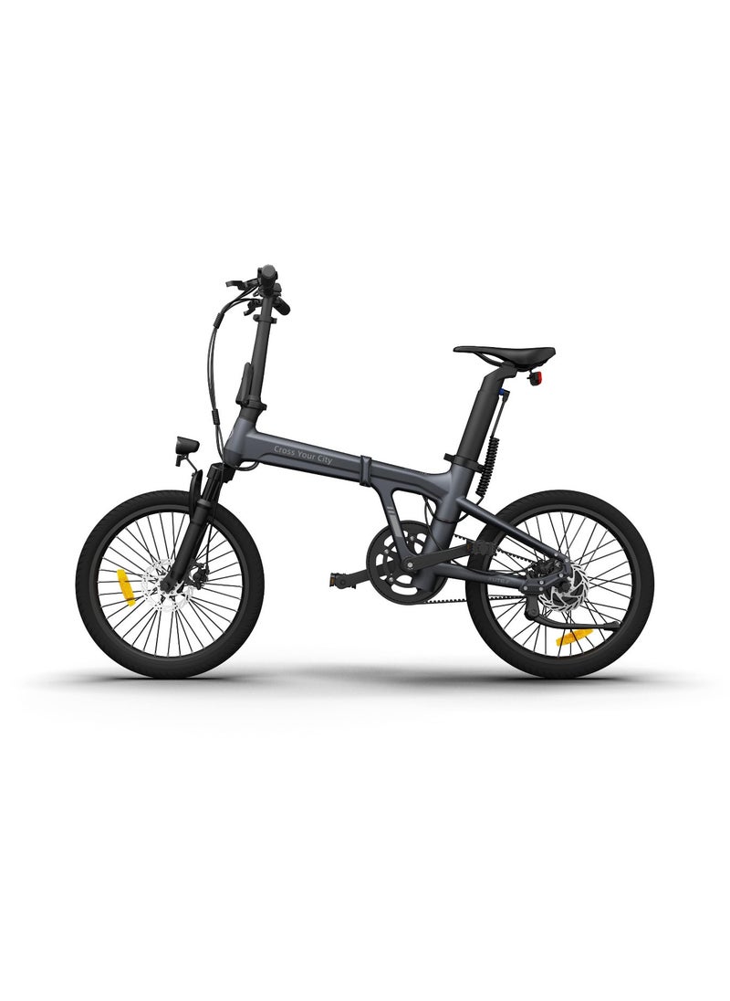 ADO - ADO Electric Bike Air 20Lite, Foldable Ebike with 350W Brushless Motor, High-Efficiency Carbon Belt, 36V/9.6Ah Removable Battery, 25-35 km/h, APP Control, 20" Tires, Aluminum Alloy Frame, Front Fork Suspension (Black Grey) - Image 1