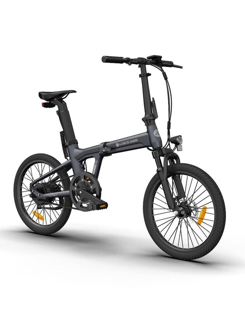 ADO - ADO Electric Bike Air 20Lite, Foldable Ebike with 350W Brushless Motor, High-Efficiency Carbon Belt, 36V/9.6Ah Removable Battery, 25-35 km/h, APP Control, 20" Tires, Aluminum Alloy Frame, Front Fork Suspension (Black Grey) - Image 1