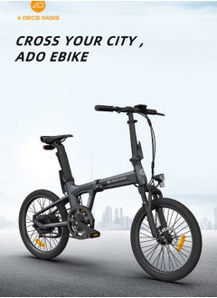 ADO ADO Electric Bike Air 20Lite, Foldable Ebike with 350W Brushless Motor, High-Efficiency Carbon Belt, 36V/9.6Ah Removable Battery, 25-35 km/h, APP Control, 20" Tires, Aluminum Alloy Frame, Front Fork Suspension (Black Grey)  - Image 5