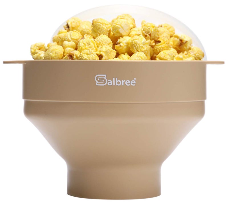 The Original Salbree Collapsible Silicone Microwave Popcorn Popper Maker Machine Microwavable Bowl Holds 16 Cups Uses Hot Air and Oil Always Optional  The Most Colors Available Tan