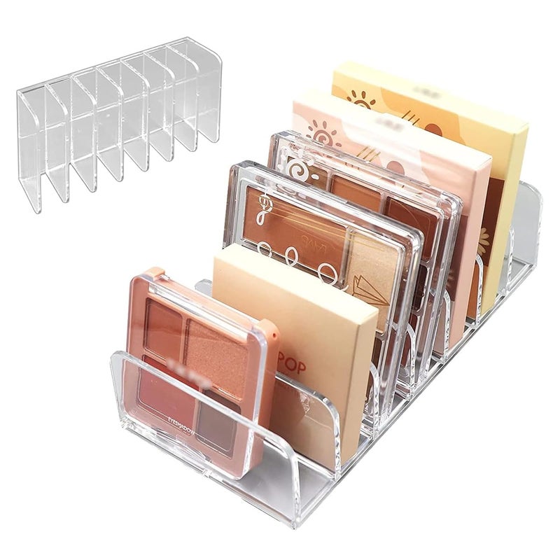 May Create Acrylic Eyeshadow Palette Makeup Organizer, 7-Cell Cosmetic Storage, Cosmetics Display Storage Holder For Cosmetic, Eye Shadow, Sunglasses And Wallets - Transparent - Image 1