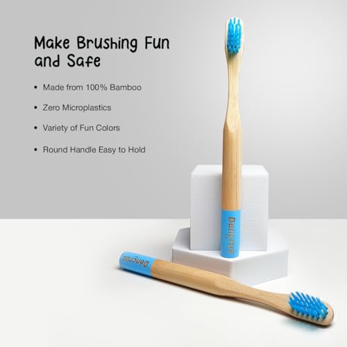 Dencrus Orby Kids Bamboo Toothbrush for Kids (Pack of 3) | Natural & Eco Friendly Oral Care | Soft Bristles Toothbrush for Toddler & Kid Dental Care | Organic Bamboo Handle - Blue - Image 2