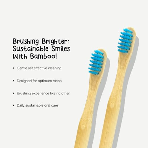 Dencrus Orby Kids Bamboo Toothbrush for Kids (Pack of 3) | Natural & Eco Friendly Oral Care | Soft Bristles Toothbrush for Toddler & Kid Dental Care | Organic Bamboo Handle - Blue - Image 4