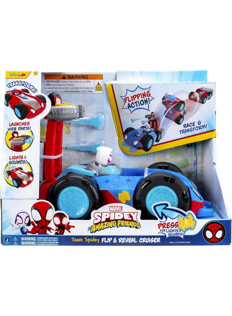 Disney Junior Spidey & Friends Deluxe Flip Cruiser Vehicle, Transforming Speeder to Caravan with Sounds, Kids Toy for Ages 3+ - Image 5