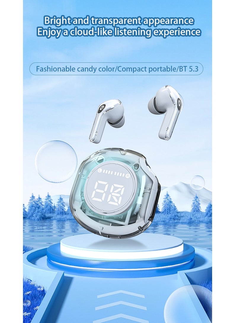 GULFLINK Wireless Earphones Bluetooth 5.3 Headphones LED Power Display Mini Crystal in-Ear Earbuds with Wireless Charging Case Touch Control Built-in Mic Headphone(Purple) - Image 2