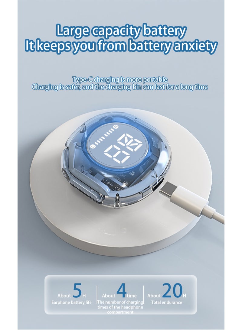 GULFLINK Wireless Earphones Bluetooth 5.3 Headphones LED Power Display Mini Crystal in-Ear Earbuds with Wireless Charging Case Touch Control Built-in Mic Headphone(Purple) - Image 5