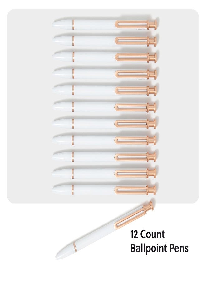 U Brands Monterey Ballpoint Pens, Set of 12, White and Rose Gold, Bold (1.0 mm) Point, Black Ink - Image 2