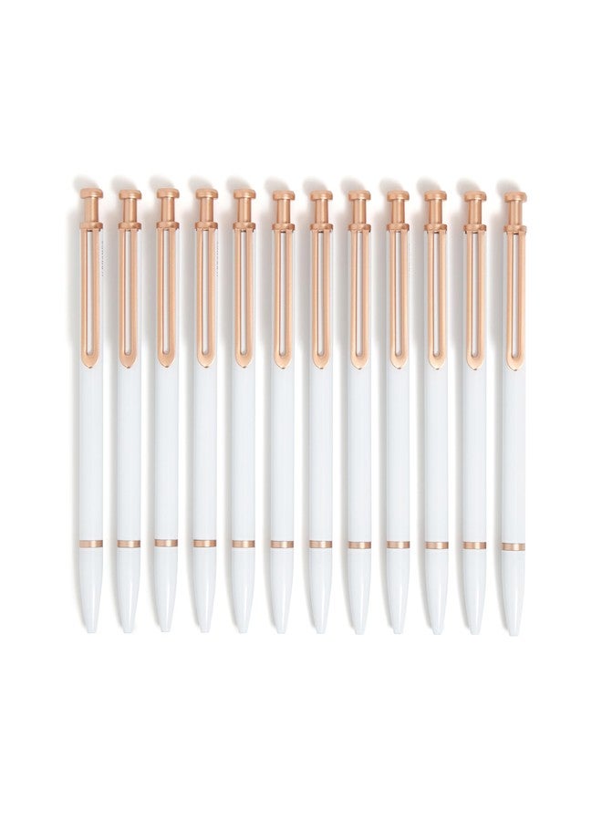 U Brands Monterey Ballpoint Pens, Set of 12, White and Rose Gold, Bold (1.0 mm) Point, Black Ink - Image 1