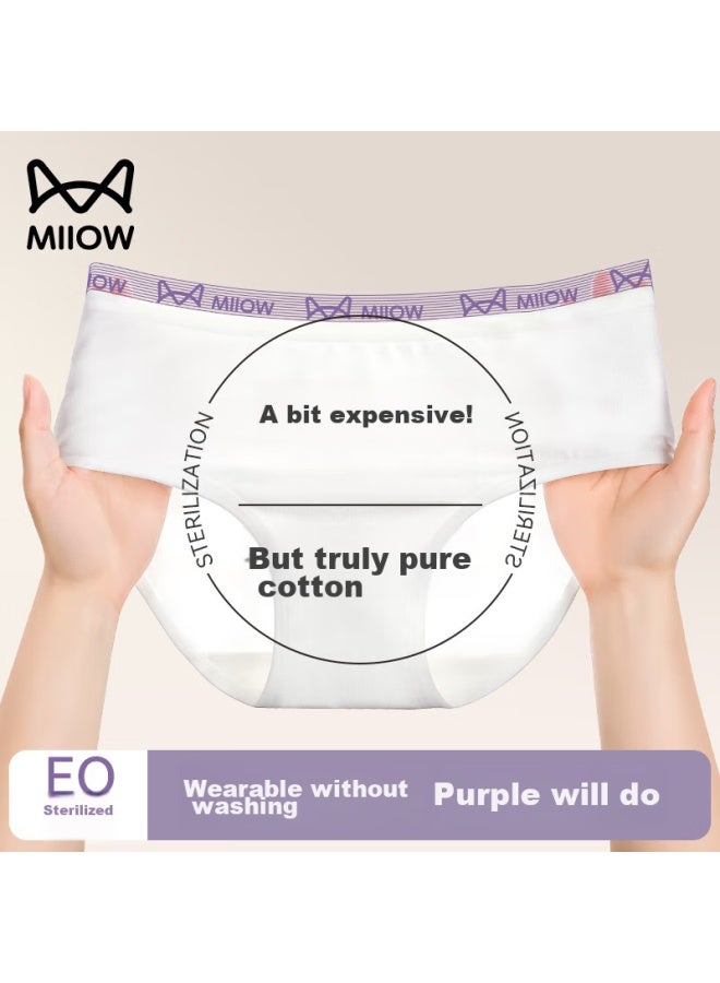 MIIOW Miiow Disposable Women's Underwear, Pure Cotton, Daily Use, Sterile, No-wash, For Business Trips, Travel, Postpartum, Menstruation, Individually Wrapped, Purple, Size M - Image 1