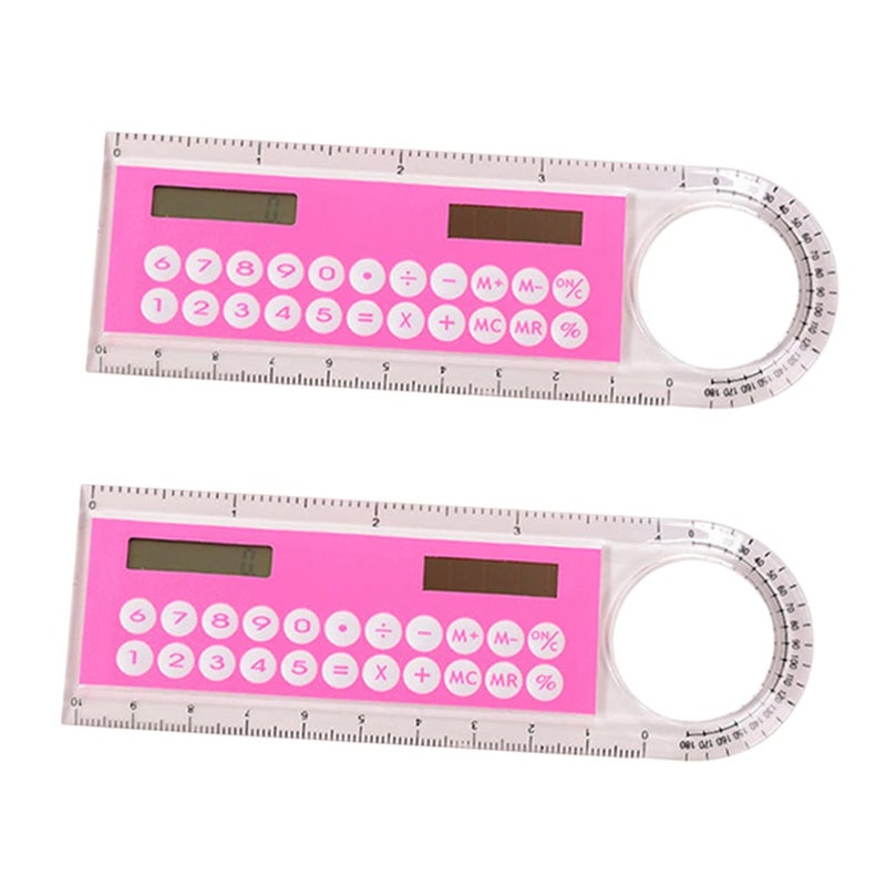 2pcs Mini Ruler With Calculator Portable Digital Math Tool For School Office - Image 2