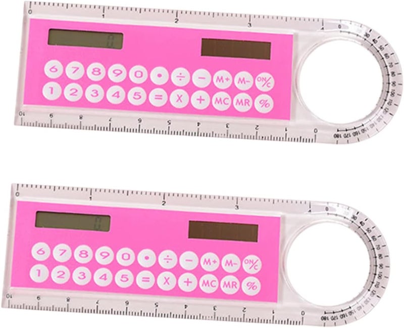 2pcs Mini Ruler With Calculator Portable Digital Math Tool For School Office - Image 1