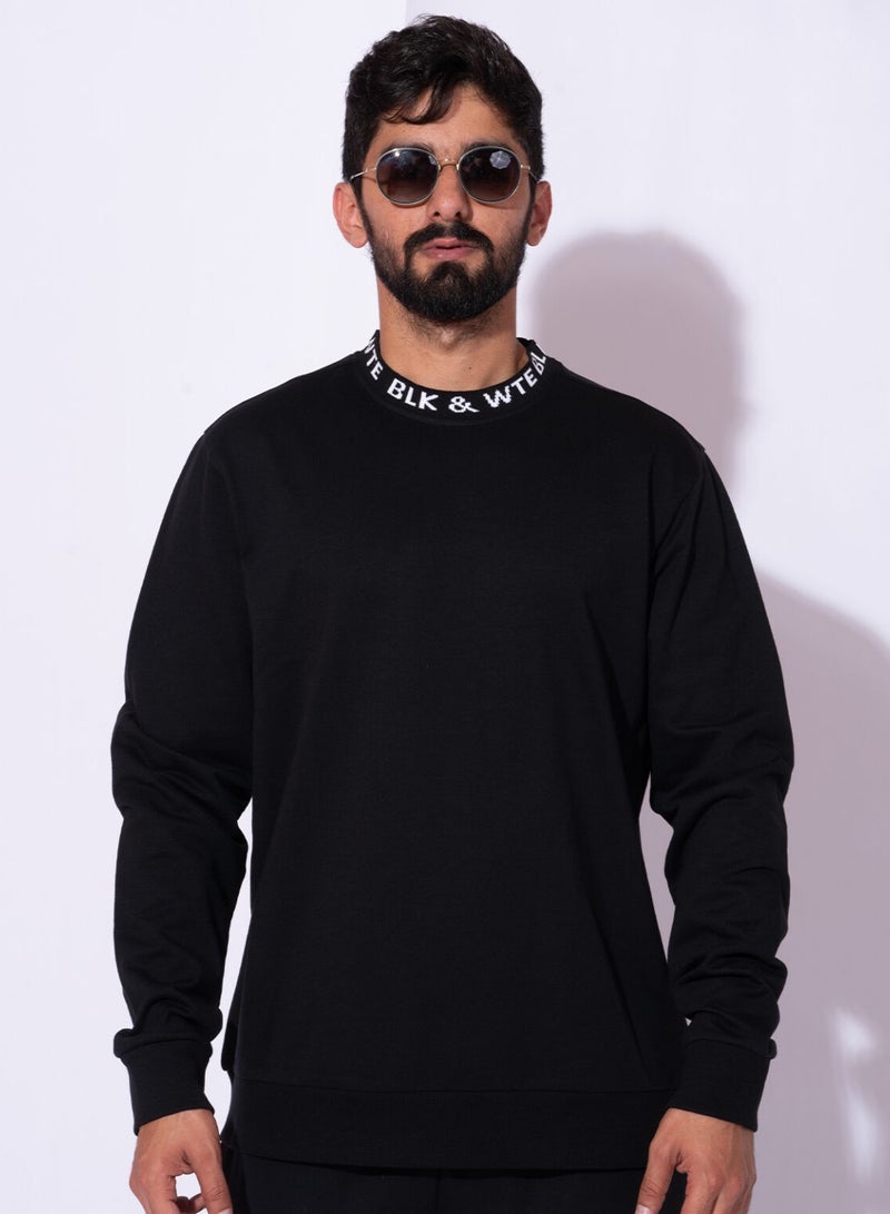 BLK&WTE Sweatshirt with Neck Print - Image 1