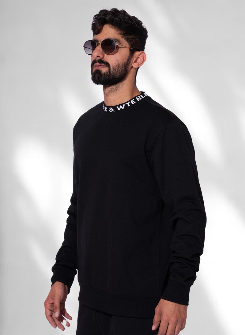 BLK&WTE Sweatshirt with Neck Print - Image 2