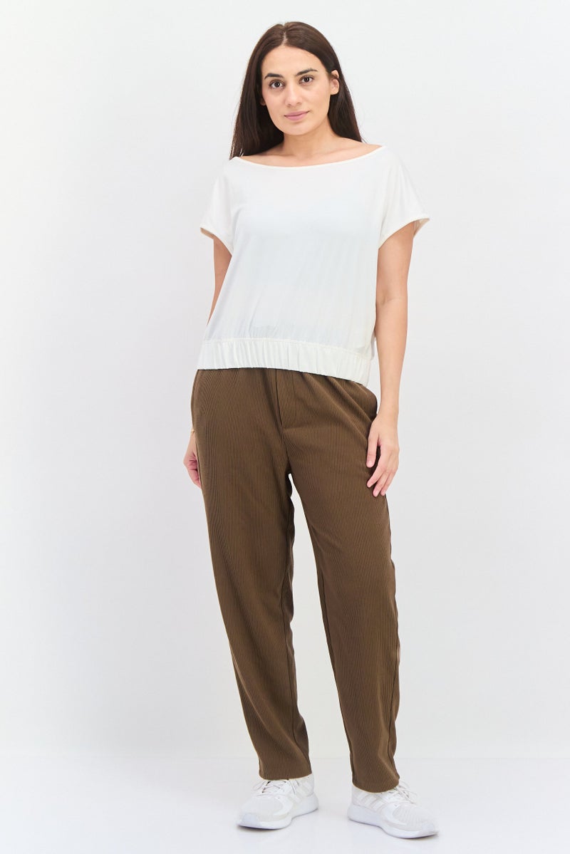 asics Women Relax Fit Short Sleeve Outdoor Top, Ivory - Image 4