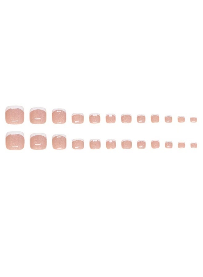 JUE-FISH 24Pcs Fake Nails - French foot Nails - White Foot Armor - Fake Nail Patch - Image 3