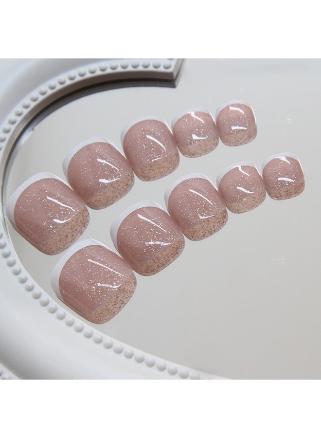 JUE-FISH 24Pcs Fake Nails - French foot Nails - White Foot Armor - Fake Nail Patch - Image 5
