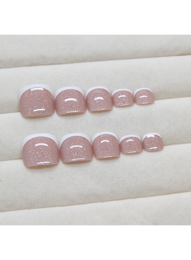 JUE-FISH 24Pcs Fake Nails - French foot Nails - White Foot Armor - Fake Nail Patch - Image 4